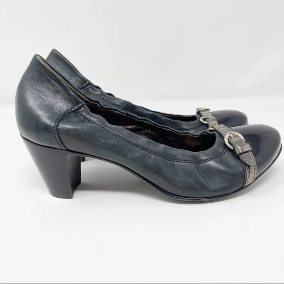 AGL Attilio Giusti Leombruni EU 39 US 9 Black Leather Cap Toe Pumps - Picture 6 of 12